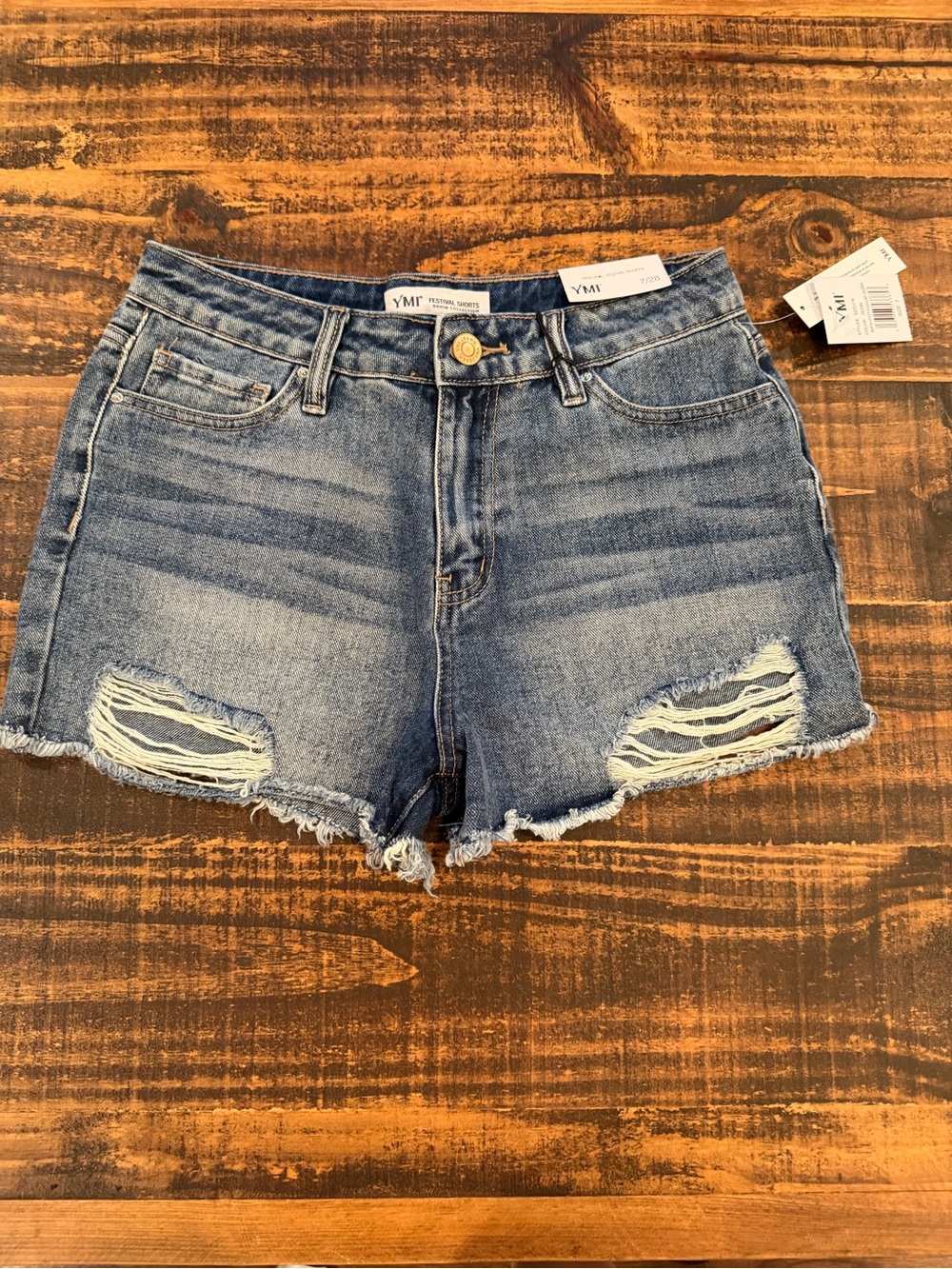 YMI Light Blue Distressed Denim Shorts